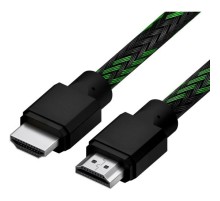 Кабель 1.0m HDMI 2.0, BICOLOR черно-зеленый нейлон, Ultra HD, 4K 60 fps 60Hz/5K*30Hz, 3D, AUDIO, 18.0 Гбит/с, 28AWG