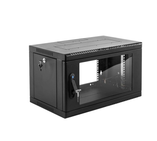 Шкаф ЦМО Шкаф телекоммуникационный настенный сварной 6U (600  350) съёмные стенки, дверь стекло, чёрный