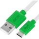 GCR QC Кабель 1.0m, TypeC, быстрая зарядка, белый TPE, зеленые коннекторы, 28/22 AWG, GCR-52719