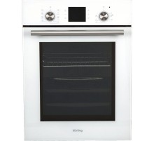 Встраиваемый духовой шкаф Korting/ Crystal, 59.6 х 45 x 55 см, 9 режимов нагрева, сенсорное электронное управление TouchControl, LED дисплей Cold White белого цвета, утапливаемые переключатели, телескопические направляющие на 1-м уровне, белое стекло