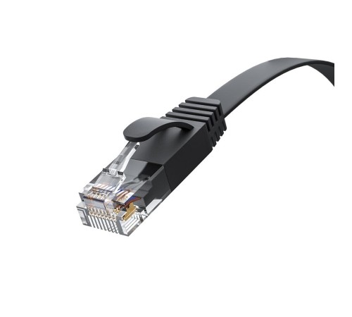 GCR Патч-корд PROF плоский прямой 15.0m, UTP медь кат.6, черный, 30 AWG, ethernet high speed 10 Гбит/с, RJ45, T568B, GCR-52857