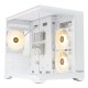 Корпус без блока питания/ Case HSPD F330, Panoramic Mini-tower, White, TG, 0.5 SPCC, 3x120mm ARGB (FN027) mATX, mITX 160/400/200mm 1x2.5", 2x3.5", 4xPCI 1xUSB-C 3.0, 2xUSB-A1.0 428x280x375mm