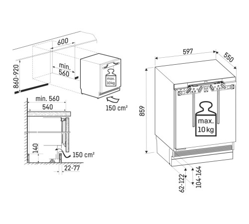 Встраиваемый холодильник Liebherr/ Pure, высота 86-92 см, door-on-door, с морозильным отделением, сенсорная электроника внутри камеры. Важно: увеличенная высота встраивания: 86-92 см