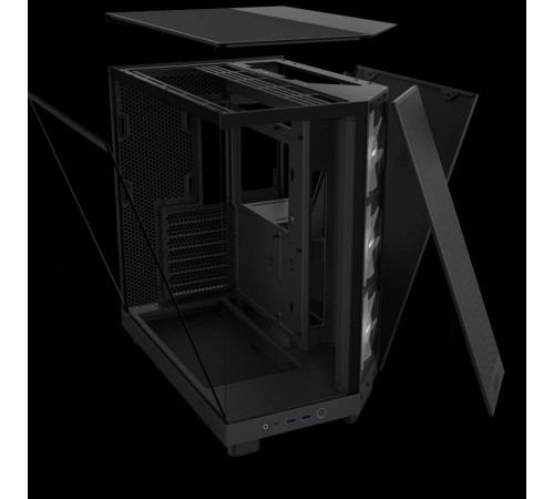 Корпус без блока питания/ Case NZXT H6 Flow RGB (2023), Midi-Tower, TG, 3x120mm RGB, 2xUSB-A 3.2 + 1xUSB-C 3.2, ATX, mATX, mITX Black