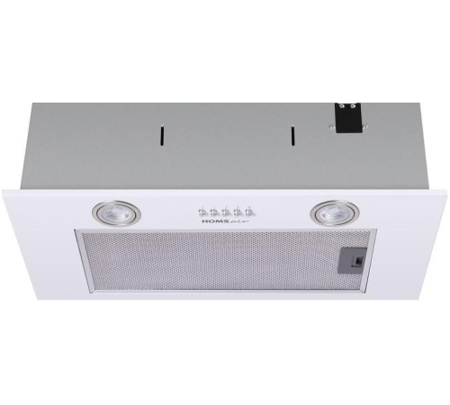 ВЫТЯЖКА HOMSair Camelia Power 60 White/ полновстраиваемая, кнопочное управление, 3 скорости, 580 м3/ч, до 30 м2, 52 дБ, светодиодное LED-освещение, угольный фильтр CF02X 1 шт., ШхВхД: 650х172х260 мм, белый цвет