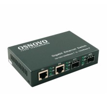 Коммутатор/ OSNOVO Неуправляемый гигабитный коммутатор на 4 порта, 2 *10/100/1000Base-T, 2 порта SFP 1000Base-FX
