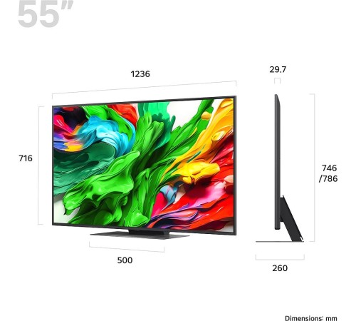 Телевизор ЖК 55'' LG/ 55", Ultra HD, Dynamic QNED Color, Local Dimming, Smart TV, WebOS, Wi-Fi, DVB-T2/C/S2, MR, 2.0 ch (20W), 120Гц, 3 HDMI, 2 USB, 1 Pole, Charcoal Black, 2025