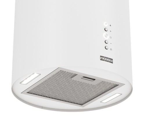 Вытяжка Franke/ Best, Цилиндрическая островная вытяжка REEF 35 WH, 35 см, 750 м3/ч, электронное управление, LED освещение, 66 дБ, Угольный фильтр Ф-10 (опция), цвет белый