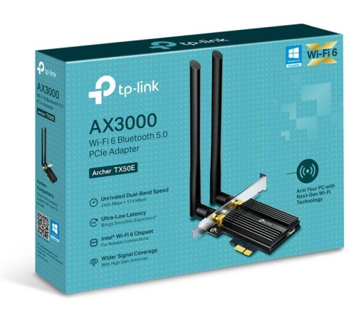 сетевой адаптер TP-Link Archer TX50E, AX3000 Dual Band Wi-Fi 6 Bluetooth PCI Express Adapter