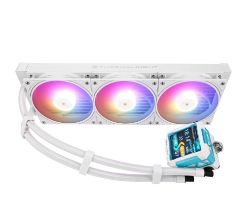 Водяное охлаждение для процессора/ Water Cooling System Thermalright Frozen Warframe Pro 360 White Argb (360mm, White, ARGB/ Fans: 3x120mm, 70.84CFM, 29.8dBA, 2000RPM/ Pump height 60mm, 23dBA, 3000RPM, Rad thickness 27mm/ S: 1200, 1700, 1851, 2011, 2066,