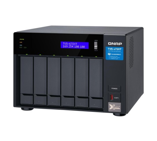Сетевое хранилище без дисков/ SMB QNAP TVS-672XT-i3-8G 6-Bay NAS, Intel Core i3-8100T 4-core 3.1 GHz Processor, 8GB DDR4 RAM (max 32GB RAM), 6x 2.5"/3.5" SATA HDD/SSD + 2x M.2 PCIe SSD slot, 2xGbE LAN, 1 x 10GBase-T, 2 x Thunderbolt 3 port Сетевое хранилище без дисков/ SMB QNAP TVS-672XT-i3-8G 6-Bay NAS, Intel Core i3-8100T 4-core 3.1 GHz Processor, 8GB DDR4 RAM (max 32GB RAM), 6x 2.5"/3.5" SATA HDD/SSD + 2x M.2 PCIe SSD slot, 2xGbE LAN, 1 x 10GBase-T, 2 x Thunderbolt 3 port