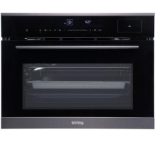 Встраиваемый духовой шкаф Korting/ "Компактный духовой шкаф с функцией приготовления на пару, высота прибора 45 см, электронное сенсорное управление Full TouchControl, LЕD дисплей белого цвета Cold White, 11 режимов нагрева духовки, 4 режима с паром,