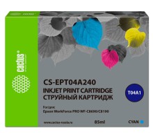 -/ Картридж струйный Cactus CS-EPT04A240 T04A2 голубой (85мл) для Epson WorkForce Pro WF-C8190, WF-C869