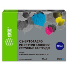 -/ Картридж струйный Cactus CS-EPT04A240 T04A2 голубой (85мл) для Epson WorkForce Pro WF-C8190, WF-C869