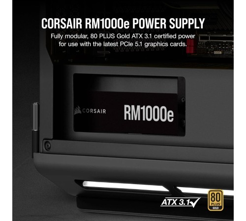 Блоки питания/ Power Supply Corsair RM1000e, Model RPS0179, 1000W 80+ Gold (ATX, 3.0, PCIe 5.0, Full modular, 1x24(20+4)pin, 2 x 4+4-pin ATX 12V, 4 x 4-pin Molex, 6 x 6+2-pin PCIe, 7 x SATA, Active, 120x120mm, 150x140x86mm, APFC, Power cable-UK, black) Блоки питания/ Power Supply Corsair RM1000e, Model RPS0179, 1000W 80+ Gold (ATX, 3.0, PCIe 5.0, Full modular, 1x24(20+4)pin, 2 x 4+4-pin ATX 12V, 4 x 4-pin Molex, 6 x 6+2-pin PCIe, 7 x SATA, Active, 120x120mm, 150x140x86mm, APFC, Power cable-UK, black)