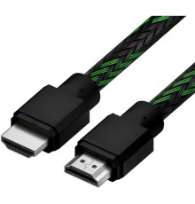 Кабель 0.5m HDMI 2.0, BICOLOR черно-зеленый нейлон, Ultra HD, 4K 60 fps 60Hz/5K*30Hz, 3D, AUDIO, 18.0 Гбит/с, 28AWG