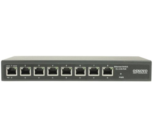 Коммутатор/ OSNOVO Коммутатор 2.5G Ethernet на 8 RJ45 портов. Порты: 8 x 2.5G (10/100/1000/2500Base-TX)