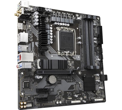 Материнская плата/ MB GIGABYTE INTEL B760 s1700, 4xDDR4(128GB), HDMI 2.0/2xDP, 1xPCIe 4.0x16, 2xPCIe 3.0, 1xLAN (2.5GbE), Wi-Fi, BT, 4xSATA 6Gb/s, 2xM.2, 1xUSB-C, 3xUSB 3.2, 2xUSB 2.0, mATX Материнская плата/ MB GIGABYTE INTEL B760 s1700, 4xDDR4(128GB), HDMI 2.0/2xDP, 1xPCIe 4.0x16, 2xPCIe 3.0, 1xLAN (2.5GbE), Wi-Fi, BT, 4xSATA 6Gb/s, 2xM.2, 1xUSB-C, 3xUSB 3.2, 2xUSB 2.0, mATX