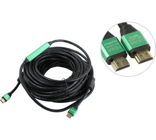 Greenconnect Кабель с активным усилителем сигнала 20.0m (10m+10m) AL case 2 ферит кольца, HDMI 2.0, 28/26, HDR 4:2:0, 4K/30Hz,черный, High speed 19M/19M с усилителем, черный, тройной экран, GCR-50750 Greenconnect Кабель с активным усилителем сигнала 20.0m (10m+10m) AL case 2 ферит кольца, HDMI 2.0, 28/26, HDR 4:2:0, 4K/30Hz,черный, High speed 19M/19M с усилителем, черный, тройной экран, GCR-50750