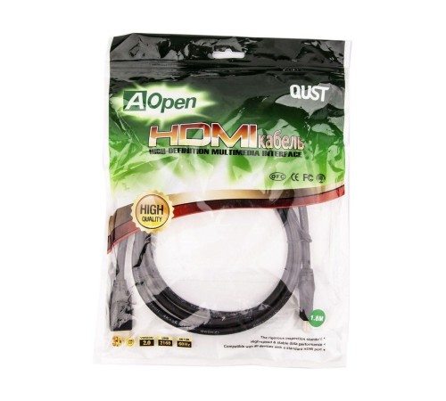 Кабель/ Кабель HDMI 19M/M ver 2.0, 1.8М,2 фильтра, Aopen/Qust <ACG517D-1.8M>