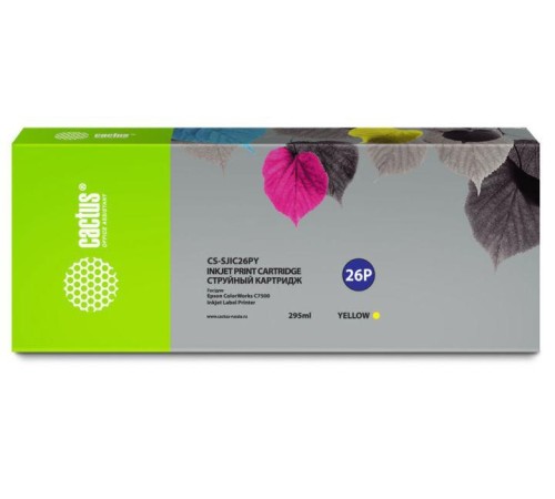 -/ Картридж струйный Cactus CS-SJIC26PY C33S020621 желтый (295мл) для Epson ColorWorks TM-C7500
