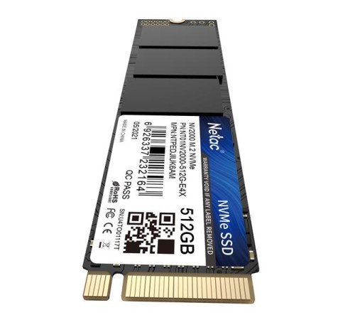 SSD накопитель Netac SSD NV2000 512GB PCIe 3 x4 M.2 2280 NVMe 3D NAND, R/W up to 2500/1950MB/s, IOPS(R4K) 130K/250K, TBW 300TB, 5y wty SSD накопитель Netac SSD NV2000 512GB PCIe 3 x4 M.2 2280 NVMe 3D NAND, R/W up to 2500/1950MB/s, IOPS(R4K) 130K/250K, TBW 300TB, 5y wty