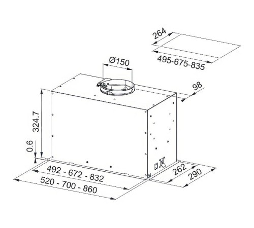 Вытяжка Franke FBFP BK MATT A52 KL/ Best, Вытяжка FBFP BK MATT A52 KL, BOX FLUSH EVO, ширина 70 см, 1035 м3/ч, голосовое управление, 3 скорости + интенсивный режим, электронное управление, LED освещение,  цвет: черный матовый
