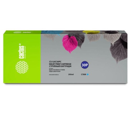 -/ Картридж струйный Cactus CS-SJIC30PC C33S020640 голубой (295мл) для Epson ColorWorks TM-C7500G