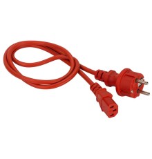 Шнур питания Шнур питания C13-Schuko прямая, 3х0.75, 220В, 10А, красный, 1.8 метра