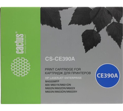 -/ Картридж лазерный Cactus CS-CE390A CE390A черный (10000стр.) для HP LJ M4555/M601/M602/M603