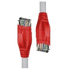 Патч-корд прямой 1.0m UTP кат.5e, серый, красные коннекторы, 24 AWG, литой, ethernet high speed 1 Гбит/с, RJ45, T568B