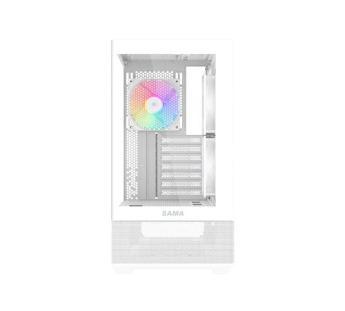 Корпус ПК без блока питания/ Case SAMA V40 White, Midi-Tower, TG, 6x120mm ARGB, 2xUSB 3.0 + 1xUSB 3.1 Type-C, ATX, mATX, mITX White