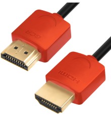 Greenconnect Кабель SLIM 1.5m HDMI 2.0, красные коннекторы Slim, OD3.8mm, HDR 4:2:2, Ultra HD, 4K 60 fps 60Hz, 3D, AUDIO, 18.0 Гбит/с, 32/32 AWG, GCR-51214