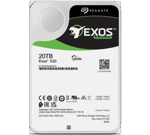 Жесткий диск/ HDD Seagate SATA3 20Tb Exos X20 7200 256Mb (clean pulled) 1 year warranty