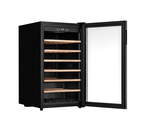 Винный шкаф KUPPERSBERG/ Винный шкаф KUPPERSBERG, отдельностоящий, High-Tech, объем 128 л, вместимость 40 бутылок, диапазон температуры 5-20 градусов, механическое открытие двери, 6 полок из бука, LCD дисплей, уровень шума 38 дБ, цвет черный