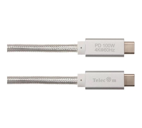 Кабель/ Кабель USB 3.1 Type Cm -- Cm IC 5А 20Gbs длина 2M, Telecom <TC420S-2M> серебряный Кабель/ Кабель USB 3.1 Type Cm -- Cm IC 5А 20Gbs длина 2M, Telecom <TC420S-2M> серебряный