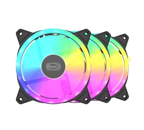 Кулер для корпуса/ Case Cooler PCCooler F3 T120 ARGB BK 3IN1 (120x120x25mm, 4-pin PWM, ARGB, 46CFM, 21.6dBA, 1800RPM, Black, 3pcs)