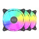 Кулер для корпуса/ Case Cooler PCCooler F3 T120 ARGB BK 3IN1 (120x120x25mm, 4-pin PWM, ARGB, 46CFM, 21.6dBA, 1800RPM, Black, 3pcs)