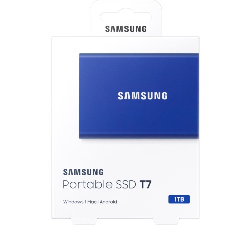 Внешние HDD и SSD/ Samsung External SSD T7, 1000GB, Type-C, USB 3.2 Gen2, R/W 1050/1000MB/s, 85x57x8mm, Indigo Blue (12 мес.) Внешние HDD и SSD/ Samsung External SSD T7, 1000GB, Type-C, USB 3.2 Gen2, R/W 1050/1000MB/s, 85x57x8mm, Indigo Blue (12 мес.)