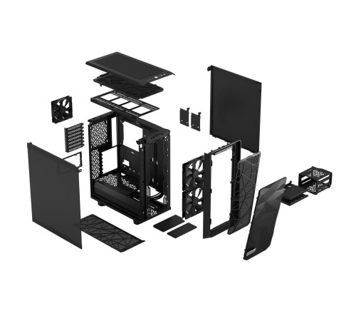 Корпус ПК без блока питания/ Case Fractal Design Meshify 2 Compact TG Dark Tint, Midi-Tower, 2x140mm + 1x120mm, 2xUSB-A 3.2 + 1xUSB 3.2 Type-C ATX, mATX, mITX Black