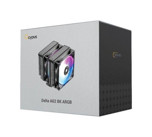 Кулер для процессора Ocypus Delta A62 BK ARGB, 2x120mm ARGB FAN, Top Panel, 6 HEAT PIPES, 4-PIN PWM, 500-2000 RPM, 29DBA, HYDRO BEARING, LGA115X/1200/1700/18XX, AM4/AM5