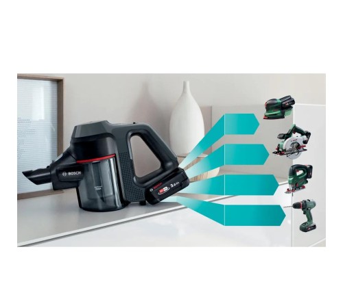 Пылесос Bosch/ Пылесос Bosch, безмешковый, вертикальный, емкость пылесборника 0.3 л, сухая уборка, фильтр PureAir, цвет черный