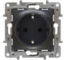 Розетка 2К+З, немецкий стандарт, винтовые зажимы, 16А, 250В~, Etika, антрацит