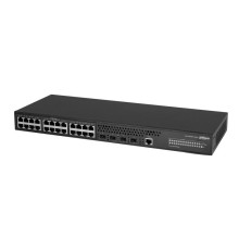 Сетевое оборудование DAHUA 28-портовый управляемый коммутатор, уровень L2+ Порты: 24 RJ45 10/100/1000Мбит/с, 4 SFP+ 1000Мбит/с(uplink); питание: 100~240В(AC); грозозащита: до 6кВ