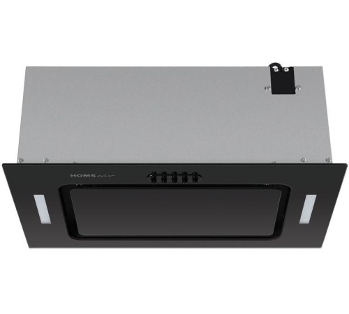 ВЫТЯЖКА HOMSair CROСUS PUSH 52 Glass Black/ полновстраиваемая, кнопочное управление, 3 скорости, 850 м3/ч, до 30 м2, 53 дБ, угольный фильтр CF02X - 2 шт, ШхВхД: 518х191х290 мм, черный цвет