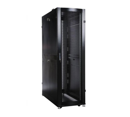 Шкаф черный ЦМО Шкаф серверный напольный 48U (600х1200) дверь перфорированная, задние двойные перфорированные, цвет черный