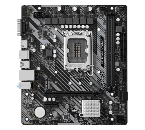 Материнская плата ASROCK H610M-HVS/M.2 R2.0, LGA1700, H610, 2*DDR4, 4*SATA, 1*M.2, 2*USB 3.2, 4*USB 2.0, 1*PCIx16, 1*PCIx1, D-Sub+HDMI, mATX