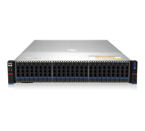 Серверная платформа/ Gooxi SR201-D25RE 2U 25 bay server with expander bp,based on AMD 7003 2 riser cards of PCIe4.0(X32 to x16x8) 2x rear SAS/SATA 2x rear NVME 1300W 1+1 PSU EU power cables rail kit