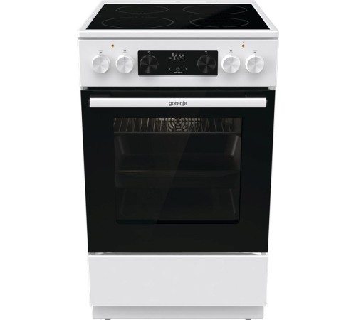 Плита Gorenje/ Плита Gorenje, полезный объем 70 л, эргономичные переключатели, сенсорный программатор IconLED, эмаль SilverMatte, очистка паром, индикатор остаточного тепла для каждой конфорки, дверца CompactDoor 2 стекла + 1 термослой, стеклокерамическая