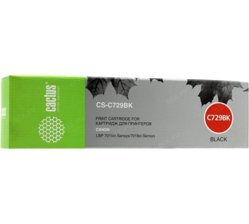 -/ Картридж лазерный Cactus CS-C729BK 729 BK черный (1200стр.) для Canon i-SENSYS LBP-7010C/ LBP-7018C